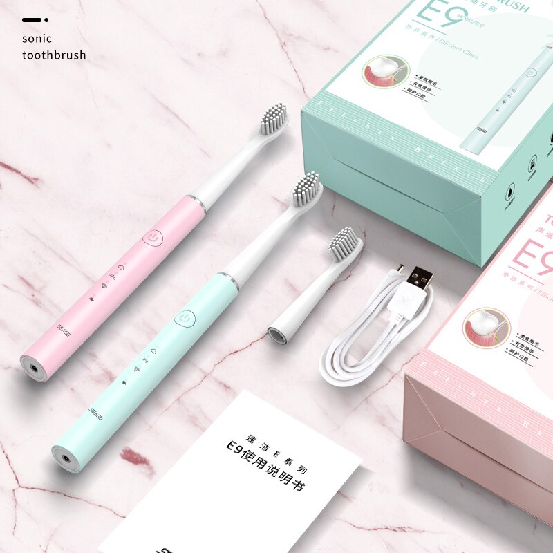 Cepillo de dientes eléctrico recargable sónico de SEAGO cepillo de dientes automático mejorado para adultos con 6 cabezales de cepillo