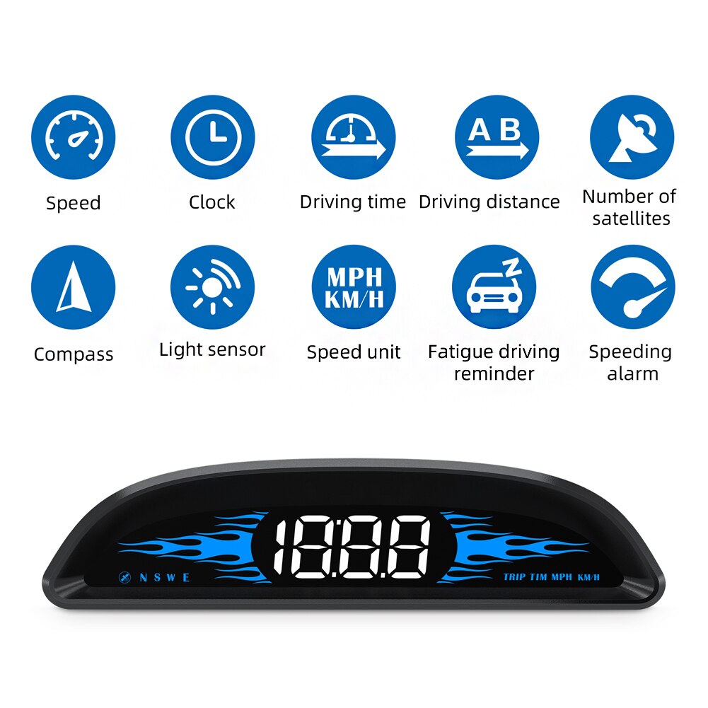Auto Hud Automotive Head-Up Display Auto Outdoor Off-Road Gps Snelheid Gids Richting Head-Up Apparaat tijd Hd Display