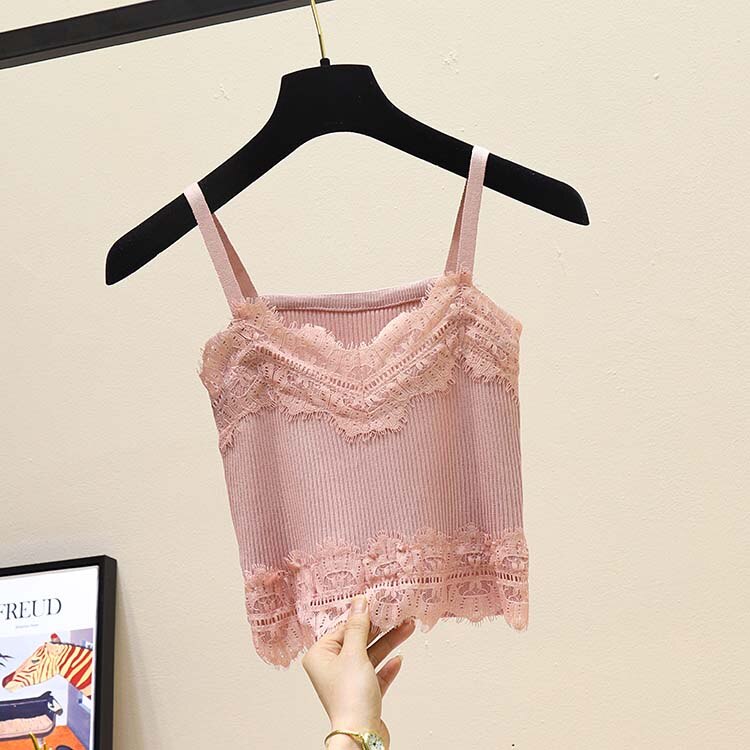 Heliar tricô casoles coreano espaguete estilingue branco sexy colete feminino camis 2019 verão casual hallow fora do laço soles: PINK