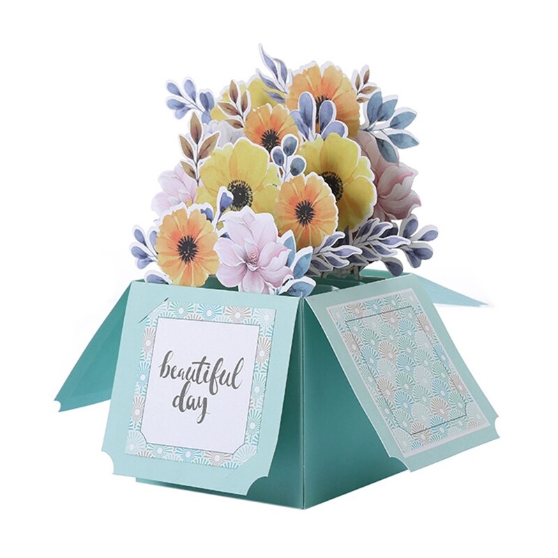 3D Mother's Day Card Pop Up Flower Greeting Card Blessing Message Cards for Mother Wife Daughter Festival Gifting Supplies