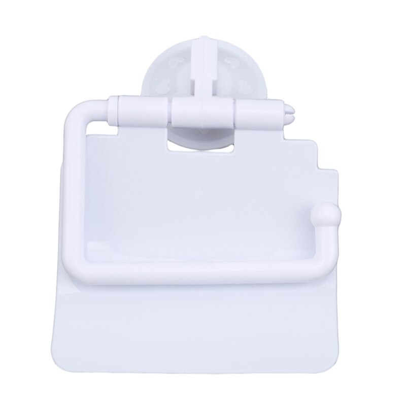 1Pcs Wall Mounted Suction Cup Toilet Tissue Holder Roll Papers Stand Storage Dispensers with Cover Bathroom Accessories: white