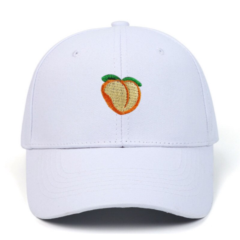 fruit baseball cap hip hop cotton embroidery peach dad hat for women outdoor sports curved sun hat snapback hat: light white