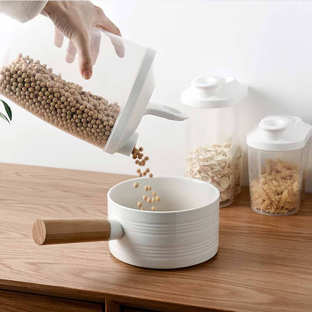 Cuisine en plastique distributeur de céréales boîte de rangement rotatif nourriture sèche conteneur de riz mallette de rangement farine Grain stockage bouteille pot