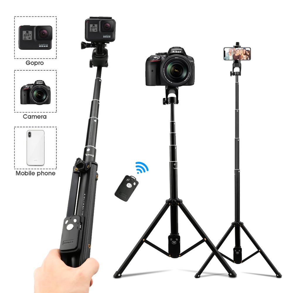 Yunteng Selfie Stok Statief 54 Inch Aluminium Uitschuifbare Draadloze Vouwen Monopod Bluetooth Afstandsbediening Voor Telefoon Camera