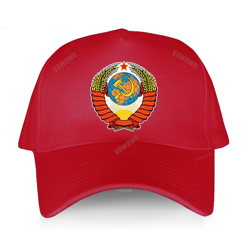 Soviet emblem hat Russia Ussr Flag cap CCCP print Baseball cap Men women USSR Soviet Union Man bone adjustable snapback hat: red