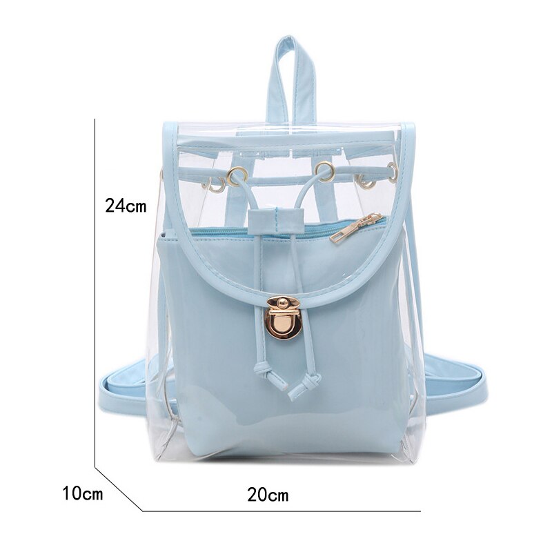 BONAMIE Mini Frauen Rucksack PVC Mädchen Klar transparent Tasche Gelee Reise Rucksack Für Dame Weibliche Schulter Taschen