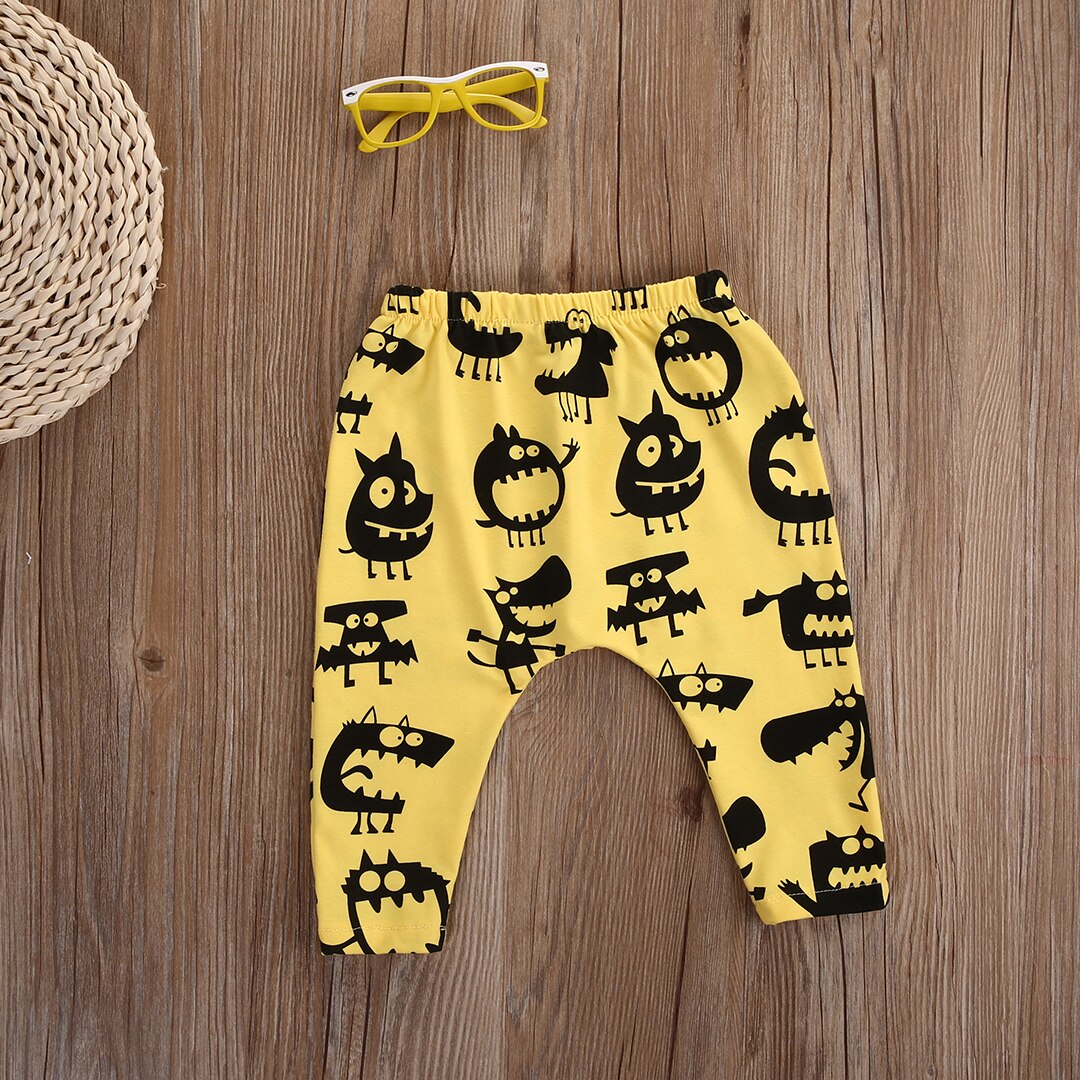 Kids Toddler Baby Boy Monster Print Harem Pants Trousers Bottom Leggings 0-3Y