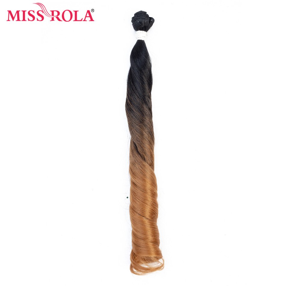 Miss Rola – Extensions capillaires synthétiques ondulées ombrées, 6 pièces par paquet, tissage sans fermeture, T1B/27 18-22 pouces