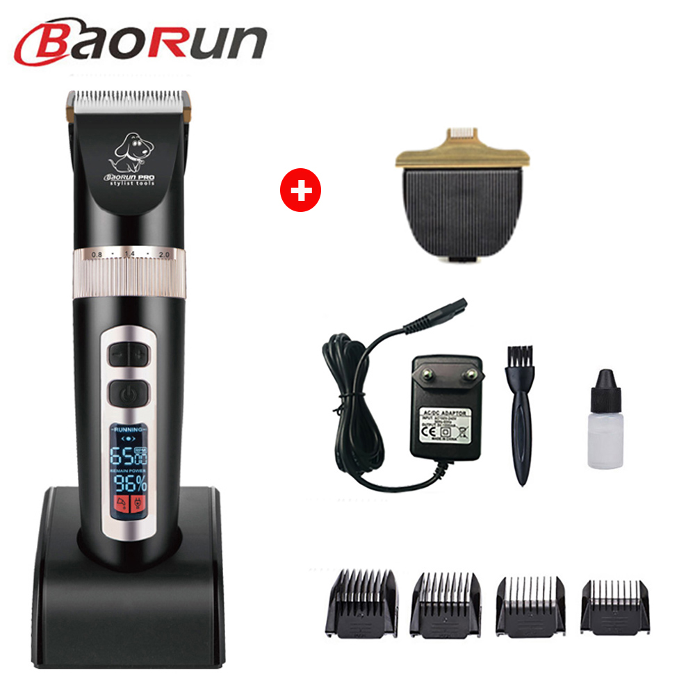 Baorun-cortapelos P9 para perros, afeitadora con pantalla LCD, para aseo de gatos y mascotas: Black kit B with Box