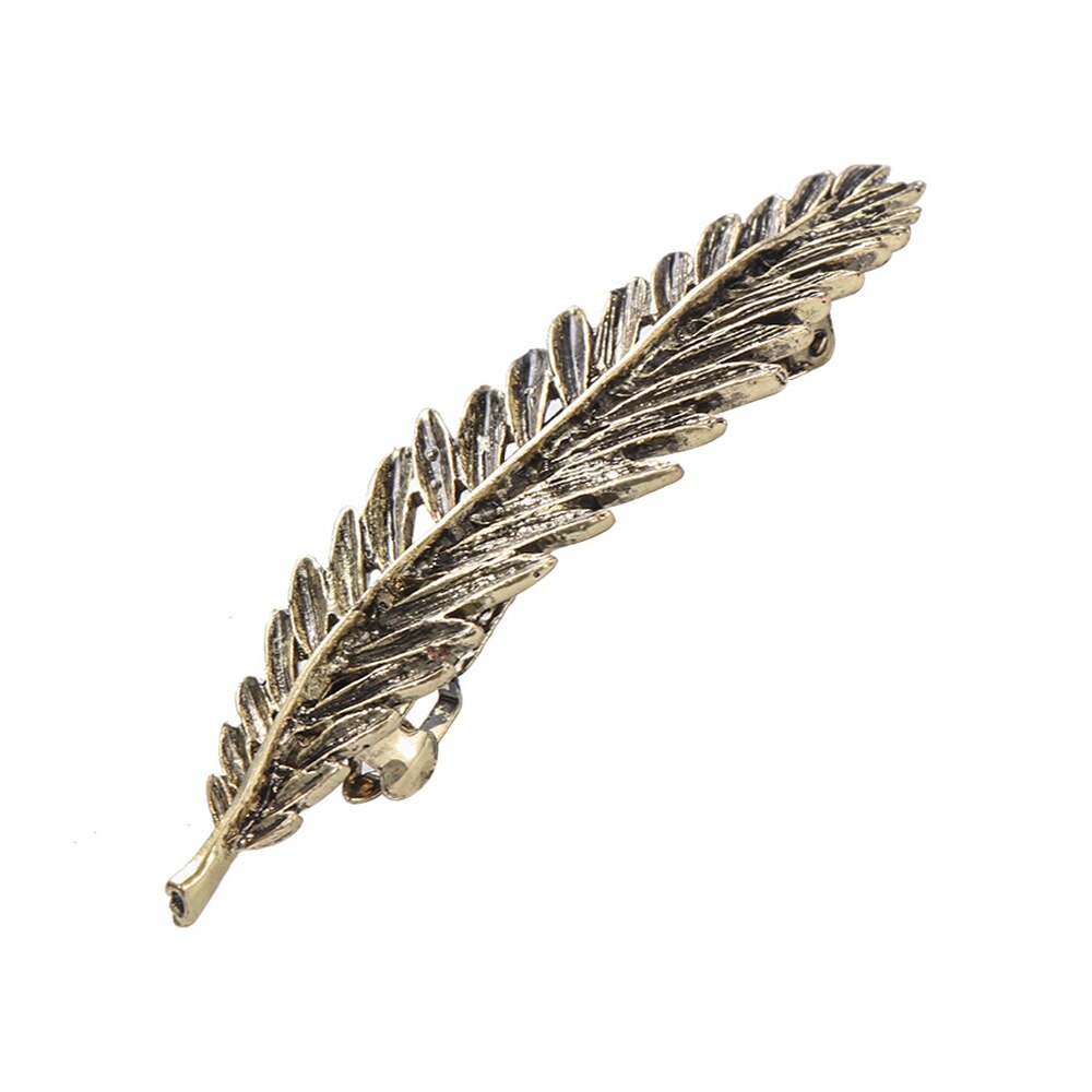 Vintage perlebladformede hårspænder til kvinder metal hårnåle guldstjerner bladfjer hårspænder bryllupsfest hårtilbehør: Gammelt guld