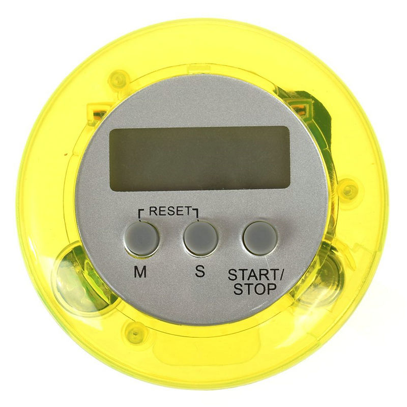 Five kinds of color Circular LCD digital kitchen countdown timer Cooking counter Reverse timer alarm clock magnetic: Yellow