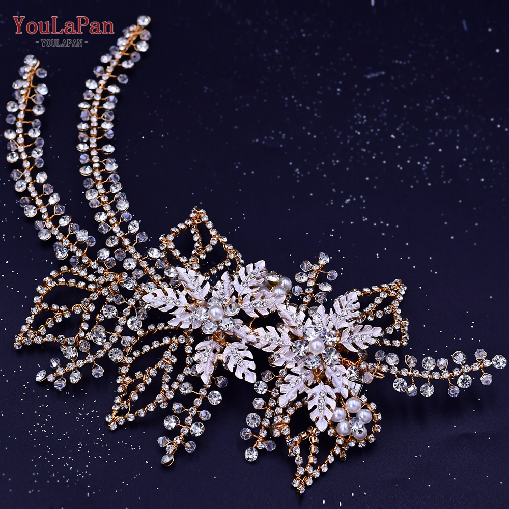 YouLaPan, accesorios para el cabello de boda, Tiara de diamantes de imitación, tocado de novia, corona para desfile, pinza para el cabello para mujer, horquilla nupcial para HP254: Plata antigua plateada