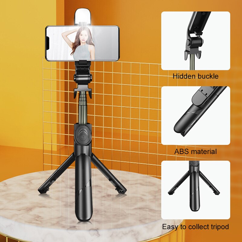 5 In 1 Selfie Stick Handheld Monopod Sluiter Opvouwbare Statief Met Licht Invullen Bluetooth-Compatibel Statief Voor Telefoon Ios android