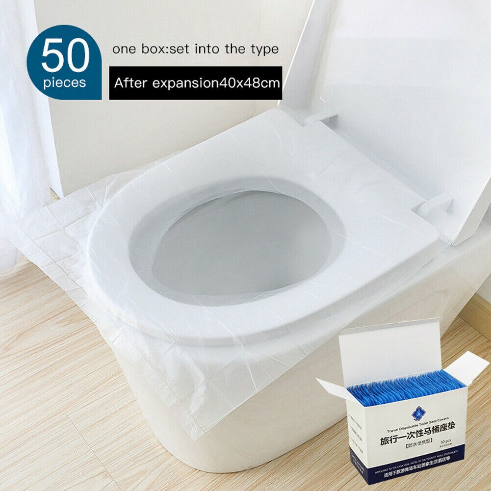 Fundas desechables para asiento de inodoro de baño, accesorios para wc, para acampada, Festival, Ayuda de viaje, elevador de asiento de inodoro, 10/50 Uds.: 50pcs Nested