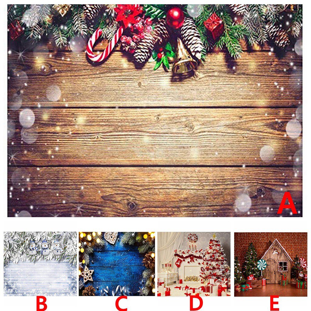 Telón de fondo de Navidad tablero de madera ligero de nieve de invierno campana con estrellas fondo de fotografía de vinilo estudio fotográfico Photophone Photozone