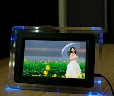 7 "TFT-LCD Multi-funktionale Digitale Foto Bild Film Rahmen MP3 MP4 Player Wecker Licht Blinkt Fernbedienung desktop: Schwarz / AU Stecker