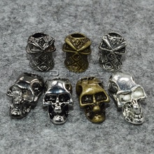 1 stk enkelt/dobbelt vertikalt hull metall hodeskalle perler for paracord kniv lanyards 3 farger