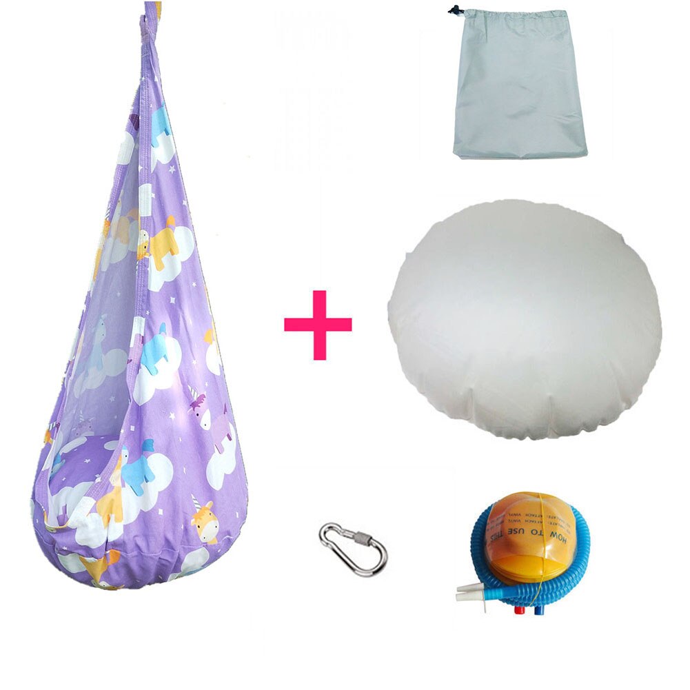 Kleurrijke Eenhoorn Kinderen Hangmat Tuinmeubelen Schommel Stoel Indoor Outdoor Opknoping Seat Kind Schommel Patio Draagbare: purple
