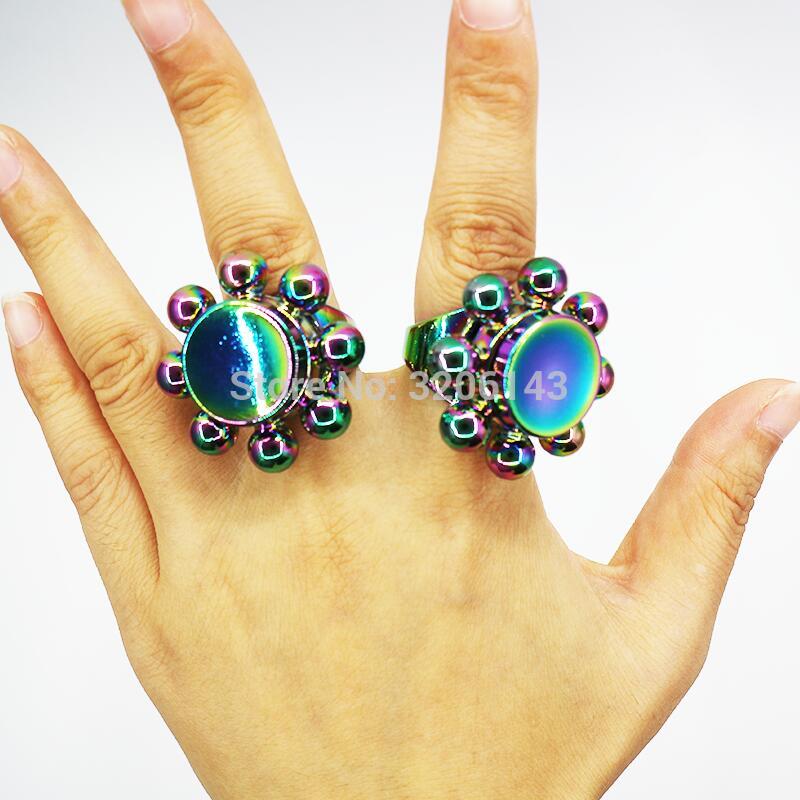 Regenboog Kleurrijke Creatieve Ringen Bloem Fidget Spinner Hand Spinner Voor Betere Focus Verminderen Autisme Adhd Stress Speelgoed Met Geschenkdoos