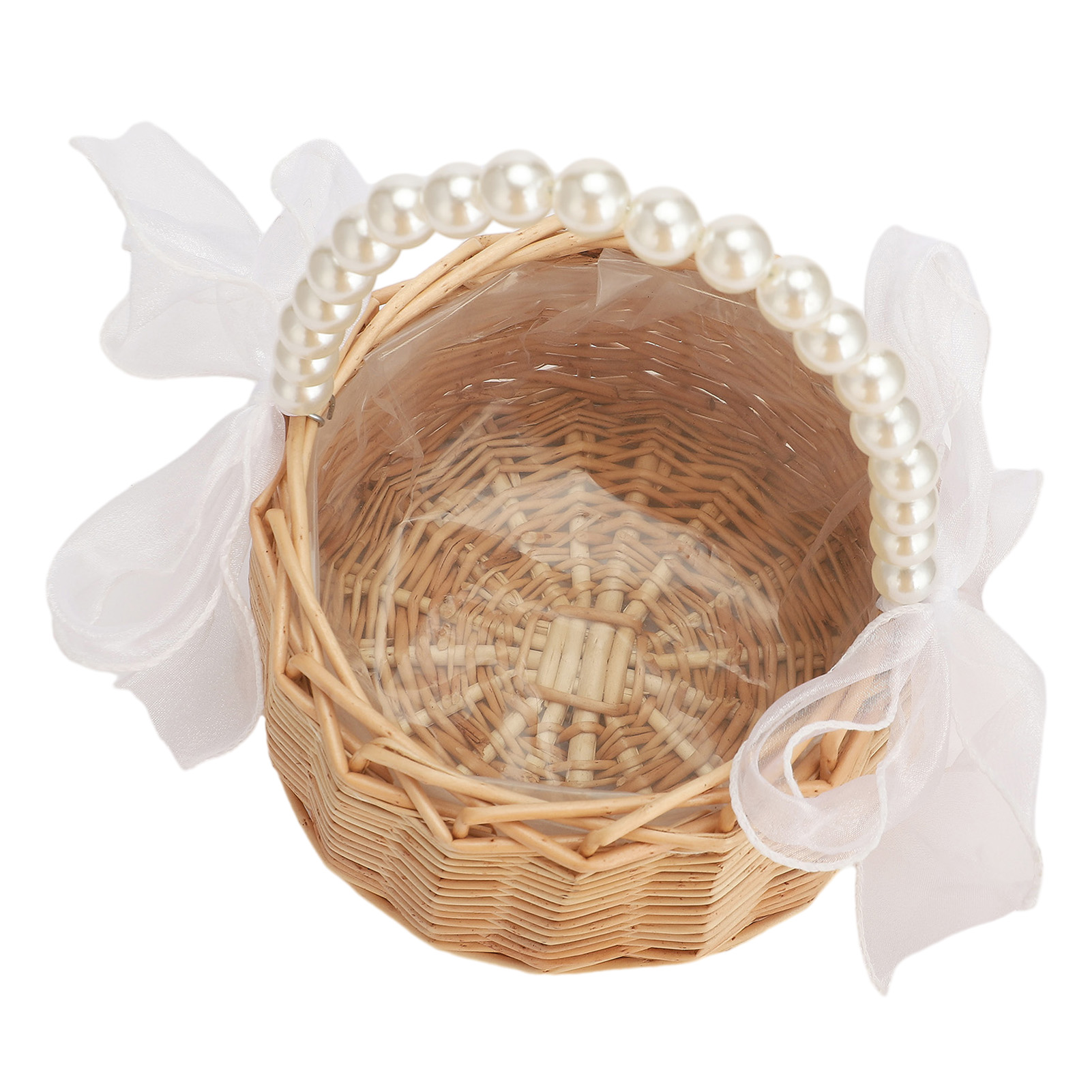 Mir de rangement en rotin tissé à la main pour fille, panier à fleurs, perle, princesse, fait main, maison, décoration de mariage