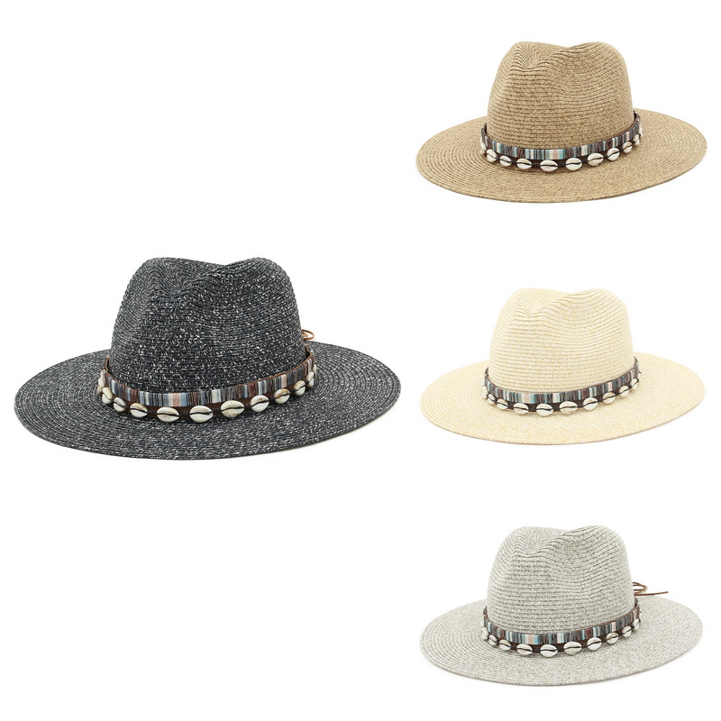 2022 Shell Kwasten Cowgirl Zomer Hoed Papieren Hoed Voor Vrouwen Mannen Western Cowboy Strooien Hoed Dame Trendy Geweven Zonnehoed strand Cap