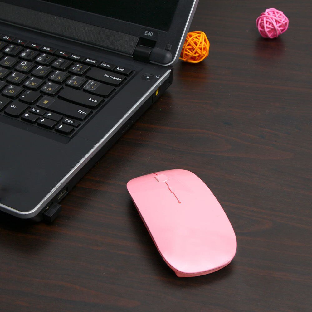 Souris d'ordinateur 1600 DPI USB optique sans fil souris d'ordinateur 2.4G récepteur Super mince souris pour ordinateur portable: Rose