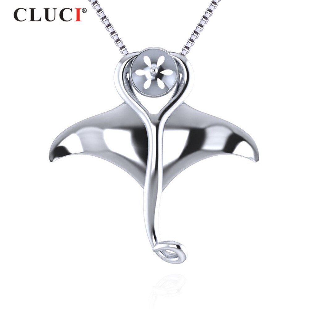 CLUCI Donne Argento Coda di Pesce Può fix Pendente Della Perla Shing 925 Sterling Argento Dei Monili Del Pendente DIY, SP334SB