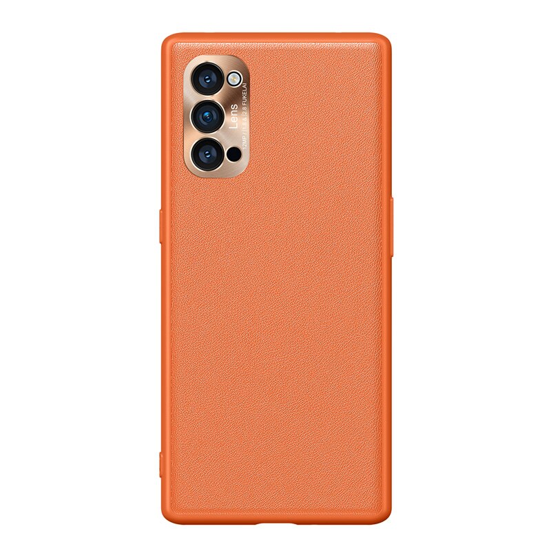 Case For OPPO Reno 4 Pro 5G Luxury PU leather Cases Hard Shockproof Back Cover For OPPO Reno4 Pro Original Skin Hull Coque: Reno 4 5G / Orange