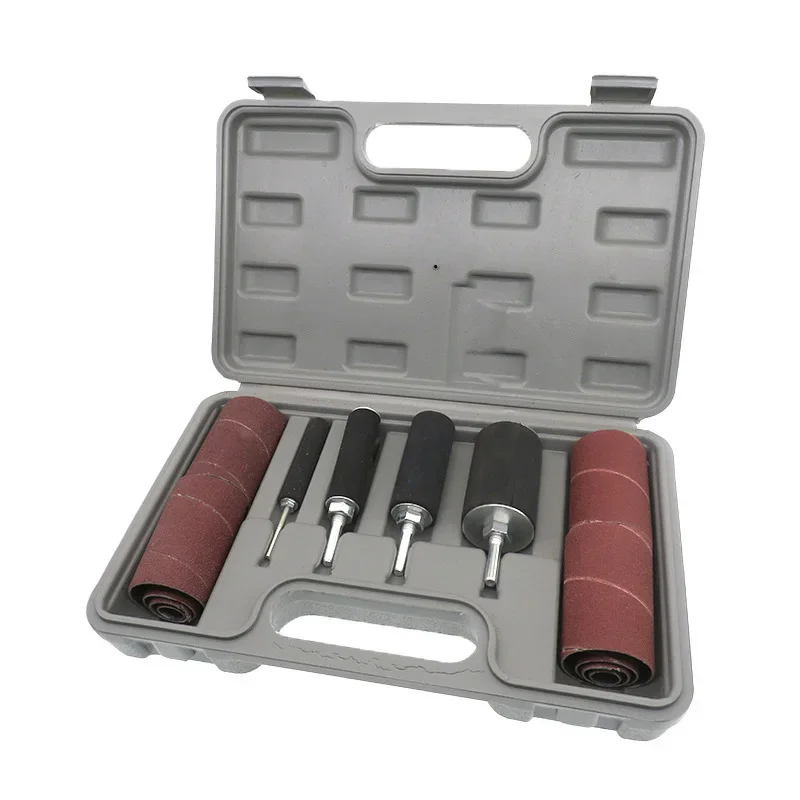 Trommelschleifer-Set Mit 120er Schleifhülsen – Gummischleiftrommel & Adapter Für Bohrmaschinen, Zum Schleifen Von Metall, Holz & Kunststoff