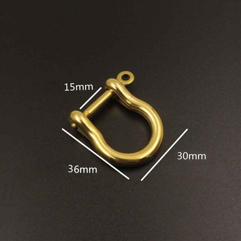 Solid Brass Carabiner D Bow Shackle Fob Key Ring Keychain Hook Screw Joint Connector Buckle: 15mm
