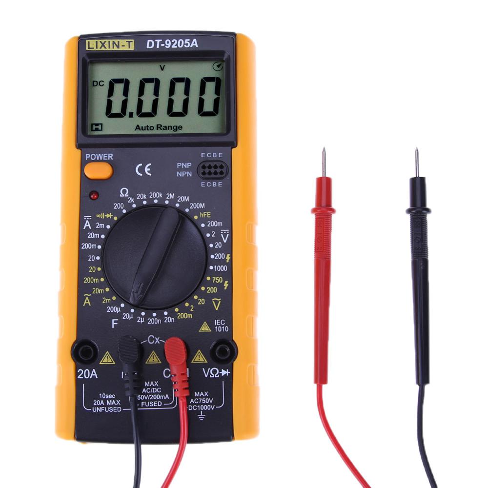 DT9205 Lcd Digitale Multimeter Voltmeter 1999 Backlight Ac/Dc Amperemeter Voltmeter Ohm Tester Meter Huidige Capaciteit Tester