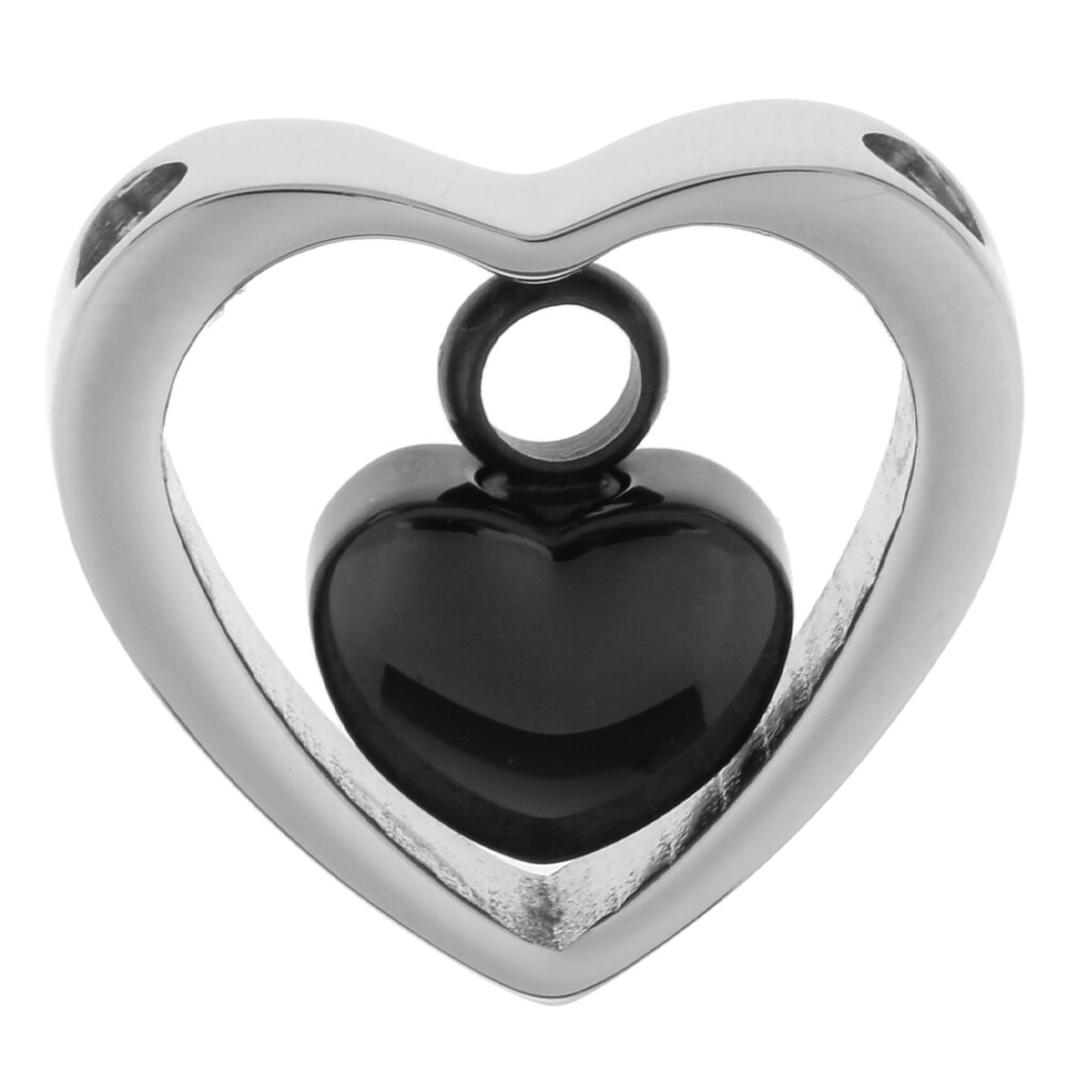 Stainless Steel Double Heart Cremation Urn Pendant Ash Keepsake