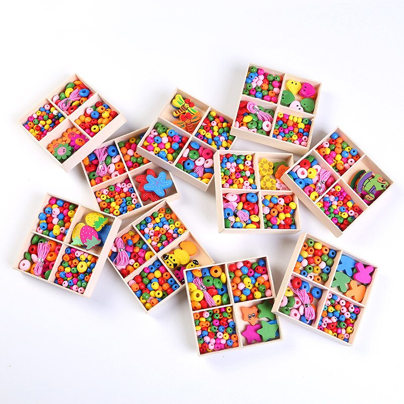 Meisje Diy Sieraden Kit Kleurrijke Houten Kralen Zelf-assemblage Ketting Ketting Armband Accessoires Cadeau Voor Kinderen UD88