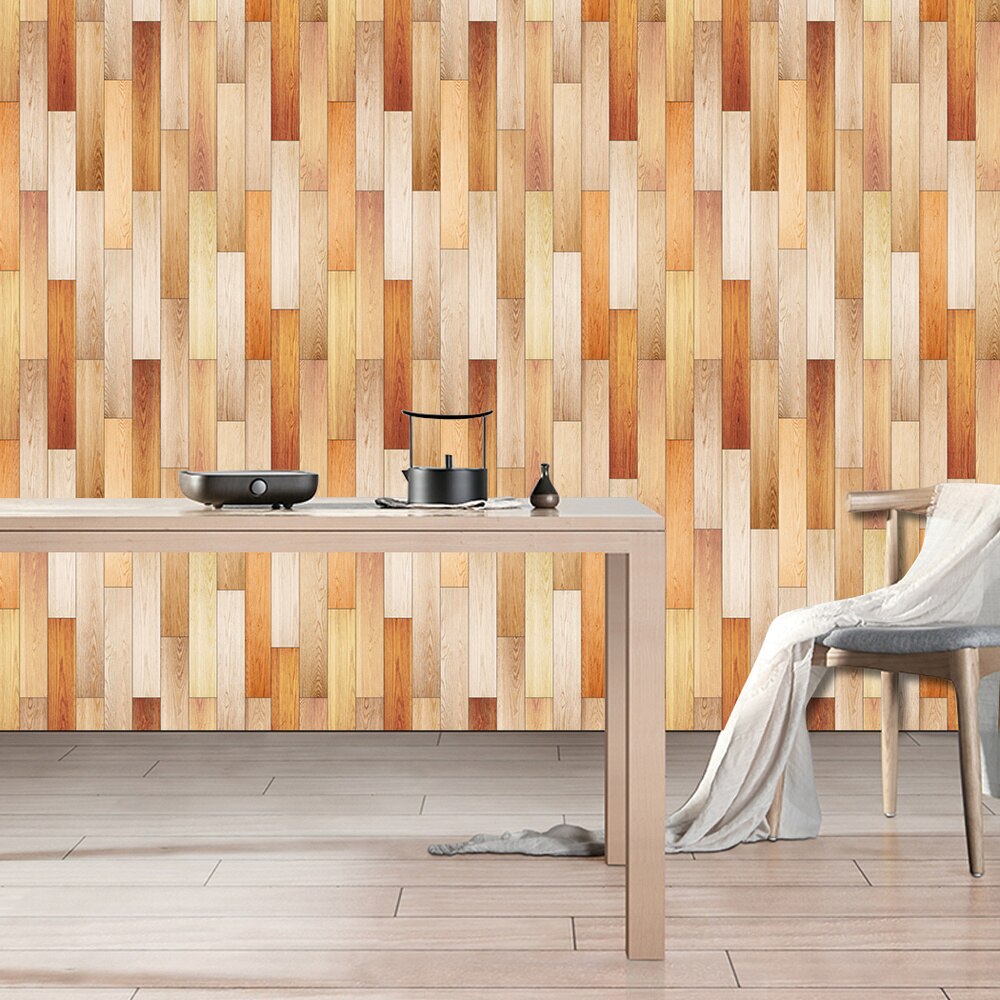45*300cm Realistic Wood Planks Faux Wooden Effect Wall Sticker Self-adhesive Wallpaper Panel Stripe Beam Arabian Decor
