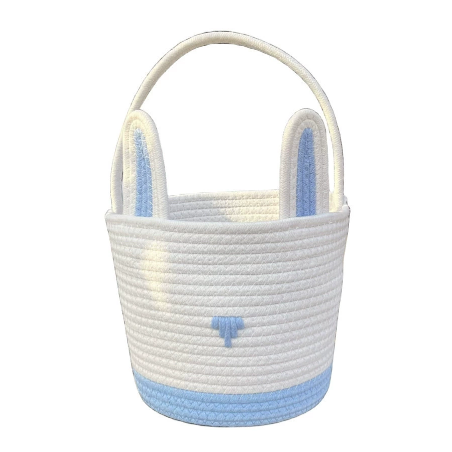 Påskeharekurv for barn, gutter og jenter, påskeegg-jaktkurv, gjenbrukbar bomullssnorkurv med kaninører, babyshower: Oransje