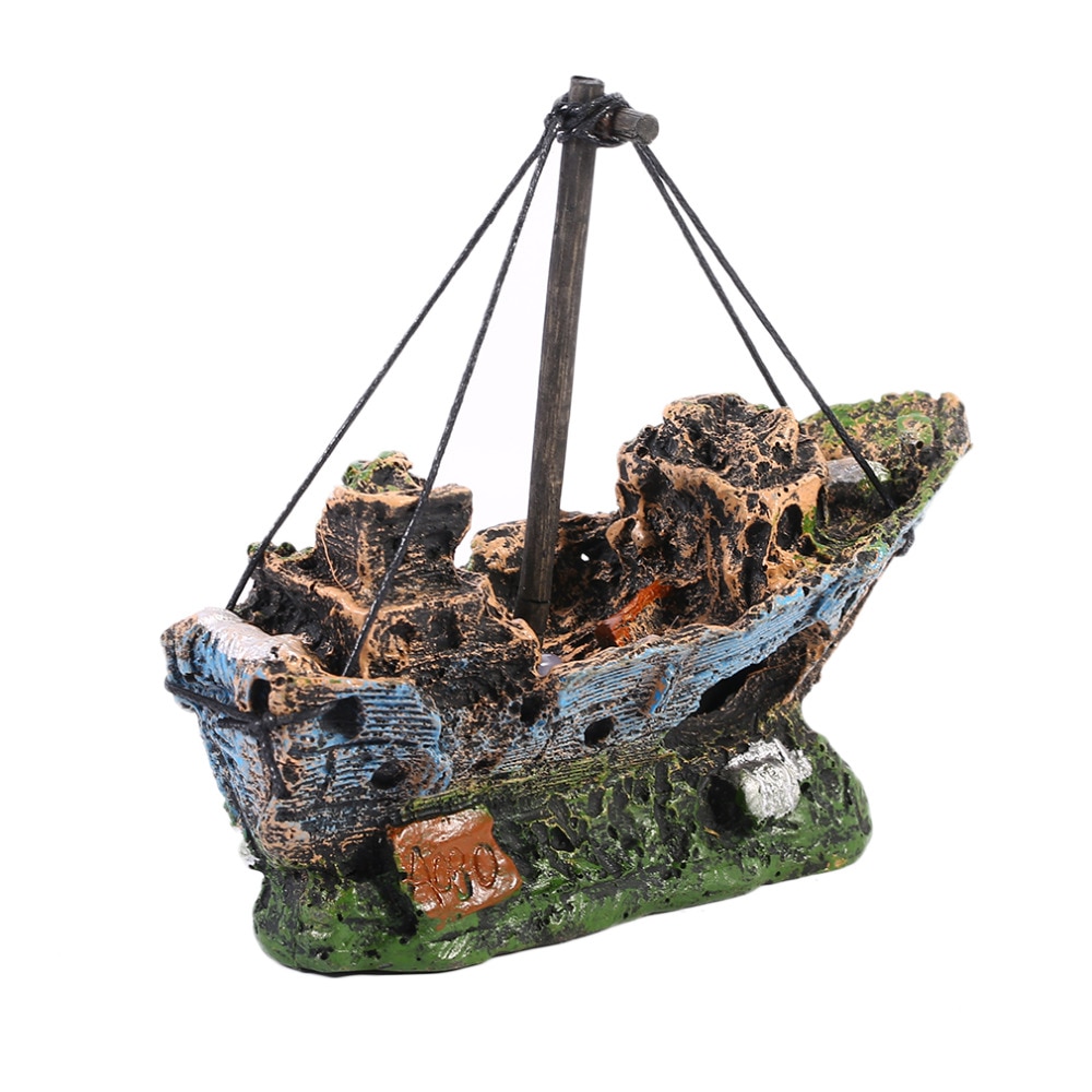 Aquarium Decor Ship Fish Tank DecorationResin Pirate Treasure Ship Pirate Ship Ornament Accessories Aquarium Landscape Statue