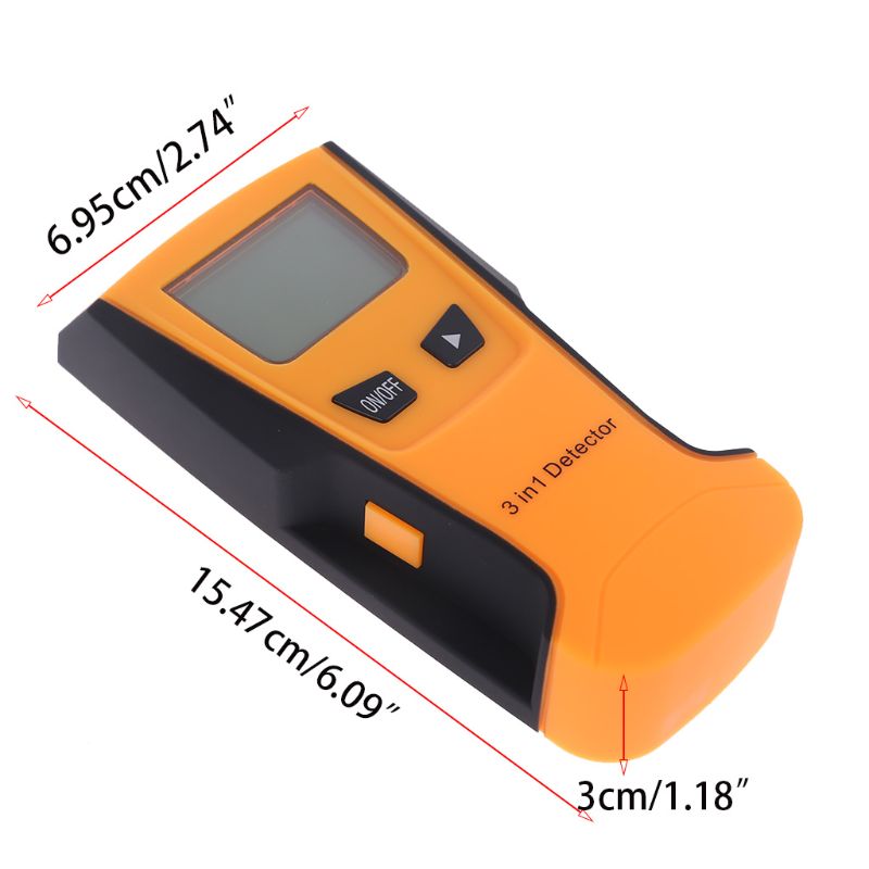 3 in 1 lcd metalldetektor hitta metall trä dubbar ac spänning spänningsförande tråd detektor väggskanner tjockleksmätare utan batteri