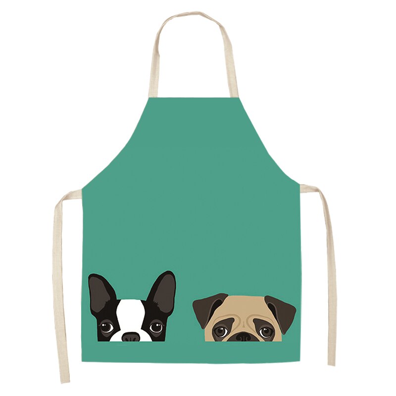 1Stck Nette Karikatur Hund Katze Gedruckt Küche Schürzen Baumwolle Leinen Hause Kochen Backen Kaffee Einkaufen Reinigung Zubehör 53*65cm: L