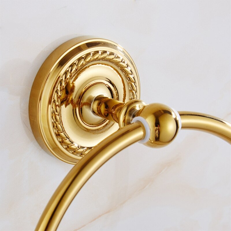 Gold/ Rose Gold Simple Copper Towel Ring Towel Bar Bathroom Hardware Accessories
