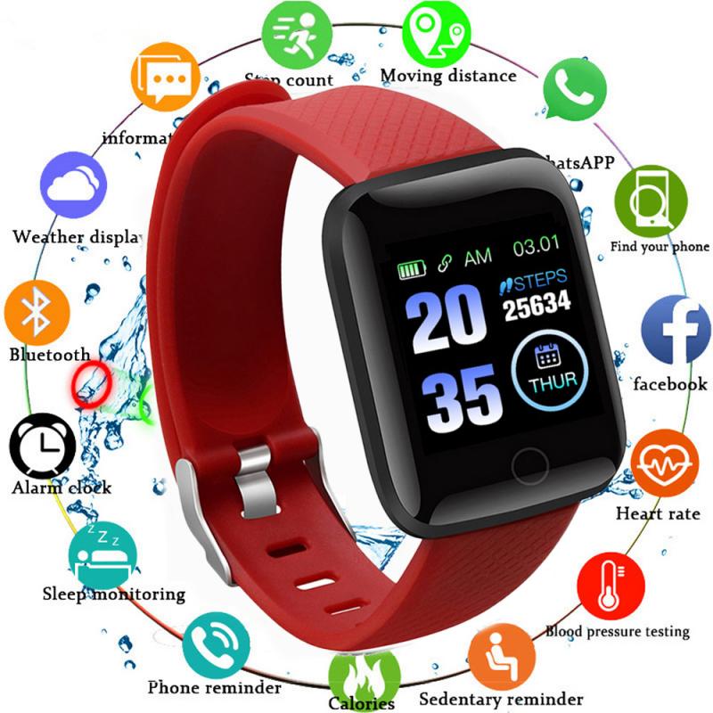 Montre Bracelet intelligente 116 Plus écran couleur fréquence cardiaque surveillance de la pression artérielle mouvement de suivi IP67 étanche bande intelligente