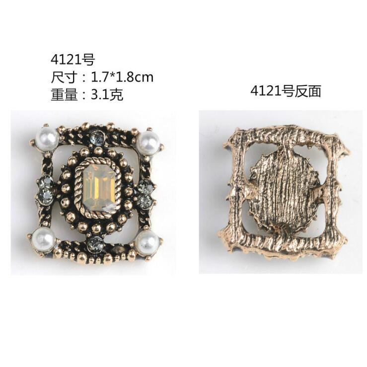 10 st/lot antika guldlegeringsknappar platt bak rhinestone embellishmen knappar gör-det-själv-tillbehör