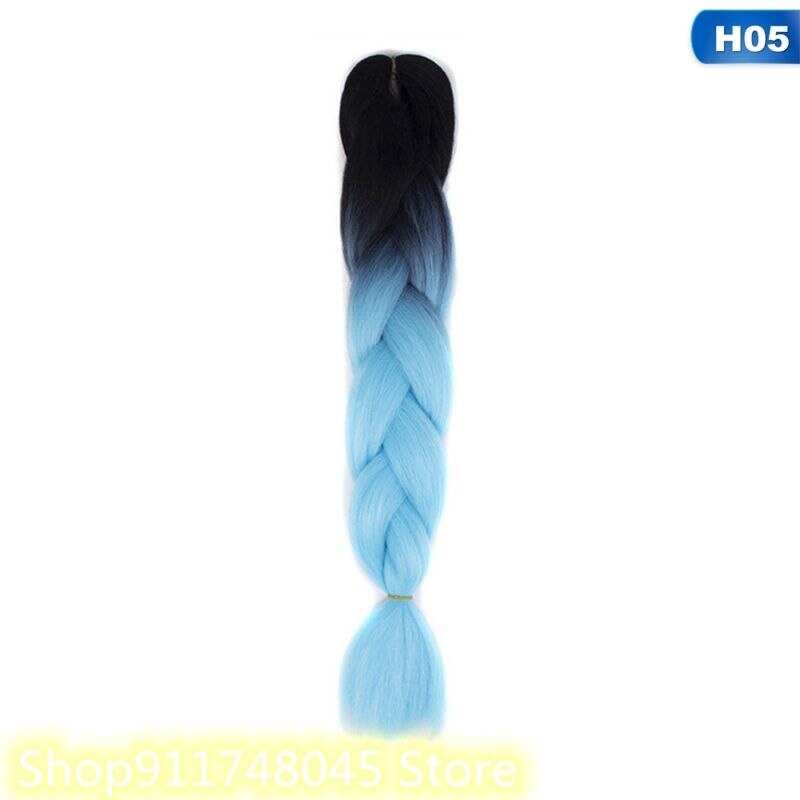 FASH 60cm Braiding Synthetic Jumbo Box Braids Black Gray Purple Blue Green Blonde Brown Crochet Hair Extensions