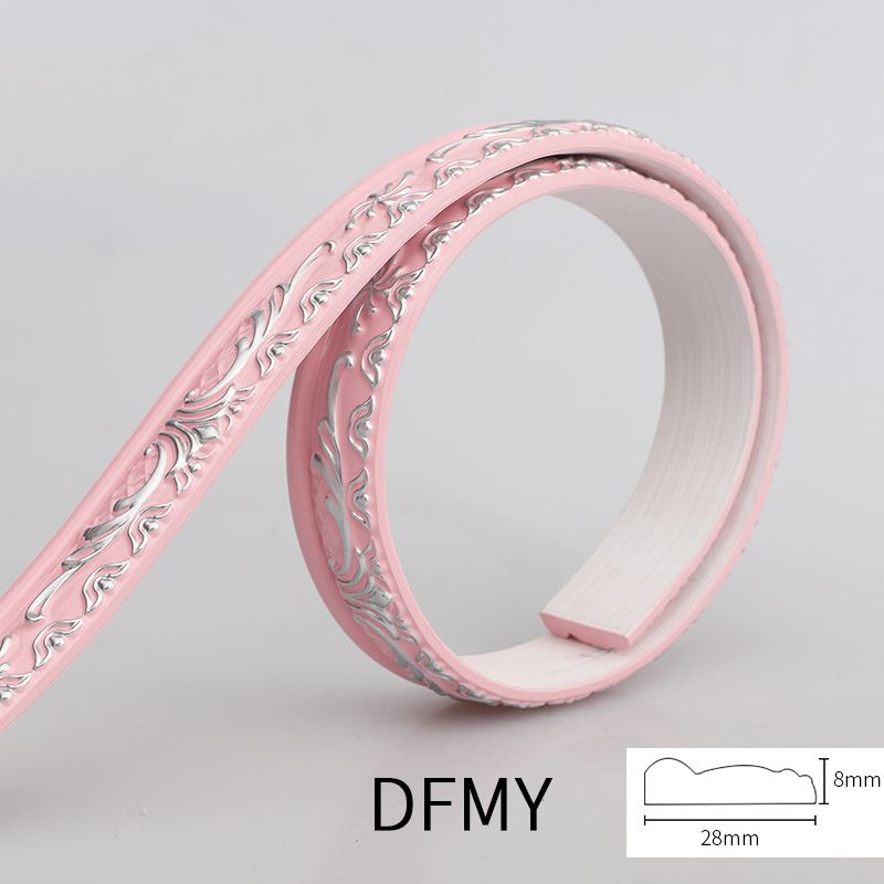 Plaster line living room background wall decorative border PVC line door frame line: Light pink silver