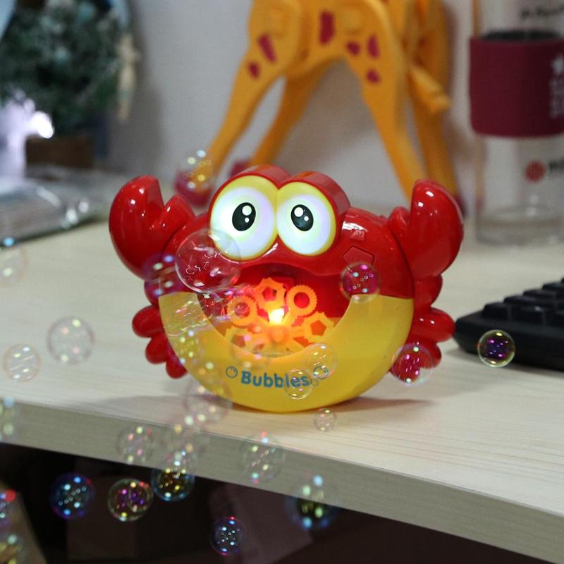 Babybrusere boble legetøj sød sjov krabbe form musik boble maker maskine blæser legetøj børn kidsswimming pool badekar