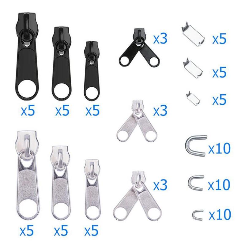 84/194 pcs/set Zipper Repair Kit Universal Instant Fix Replacement Zipper Repair Kit for Sewing Clothes Bags Sleeping Bag