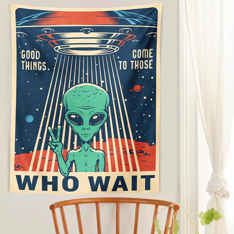 Alien Tapestry Outer space Wall Hanging hippie Art Wall Hanging Tapestries poster for Living Room Home Dorm Decor print cloth