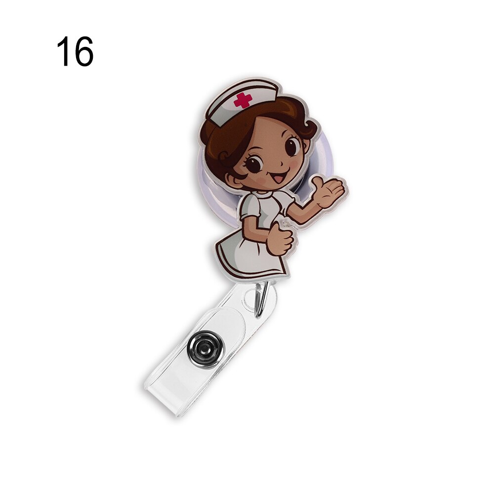 Una unidad de Mini insignia retráctil de dibujos animados, cordón para el carrete de Clip de enfermera, Tarjeta De Nombre de identificación, soporte, Clip, patrón de estudiante, insignia de enfermera, Clip: 16