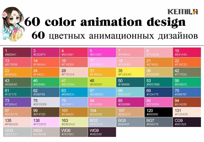 TOUCHNEW – marqueurs à l'alcool 30/40/60/80/108 couleurs, à double tête, stylo à encre pour croquis d'artiste, pour fournitures d'art Manga d'animation: 60 colors
