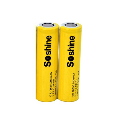 Soshine 3.7V Rechargeable 18650 Battery Cell 3400mAH For Led Torch Headlamp Bicycle Light: 2PCS