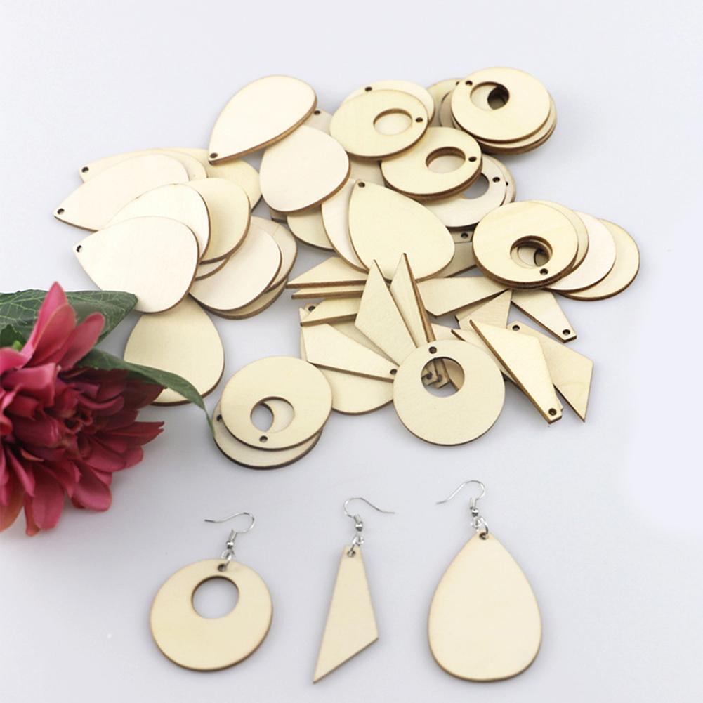 60Pcs Houten Geometrische Earring Hanger Diy Sieraden Maken Ambachten Haken Ringen Set